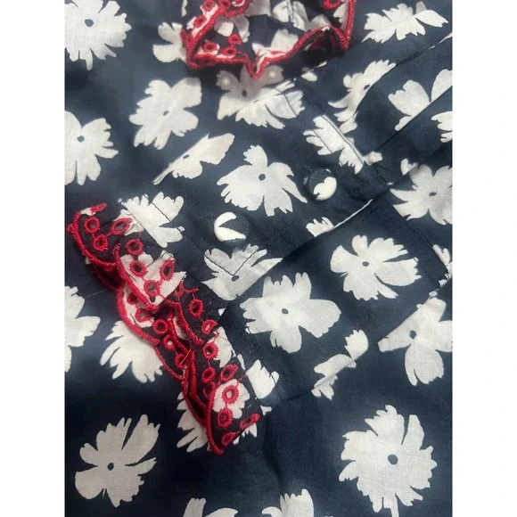 J.‎ Crew Floral Ruffle Blouse Long Sleeve Button Down Top XXS - Picture 6 of 7